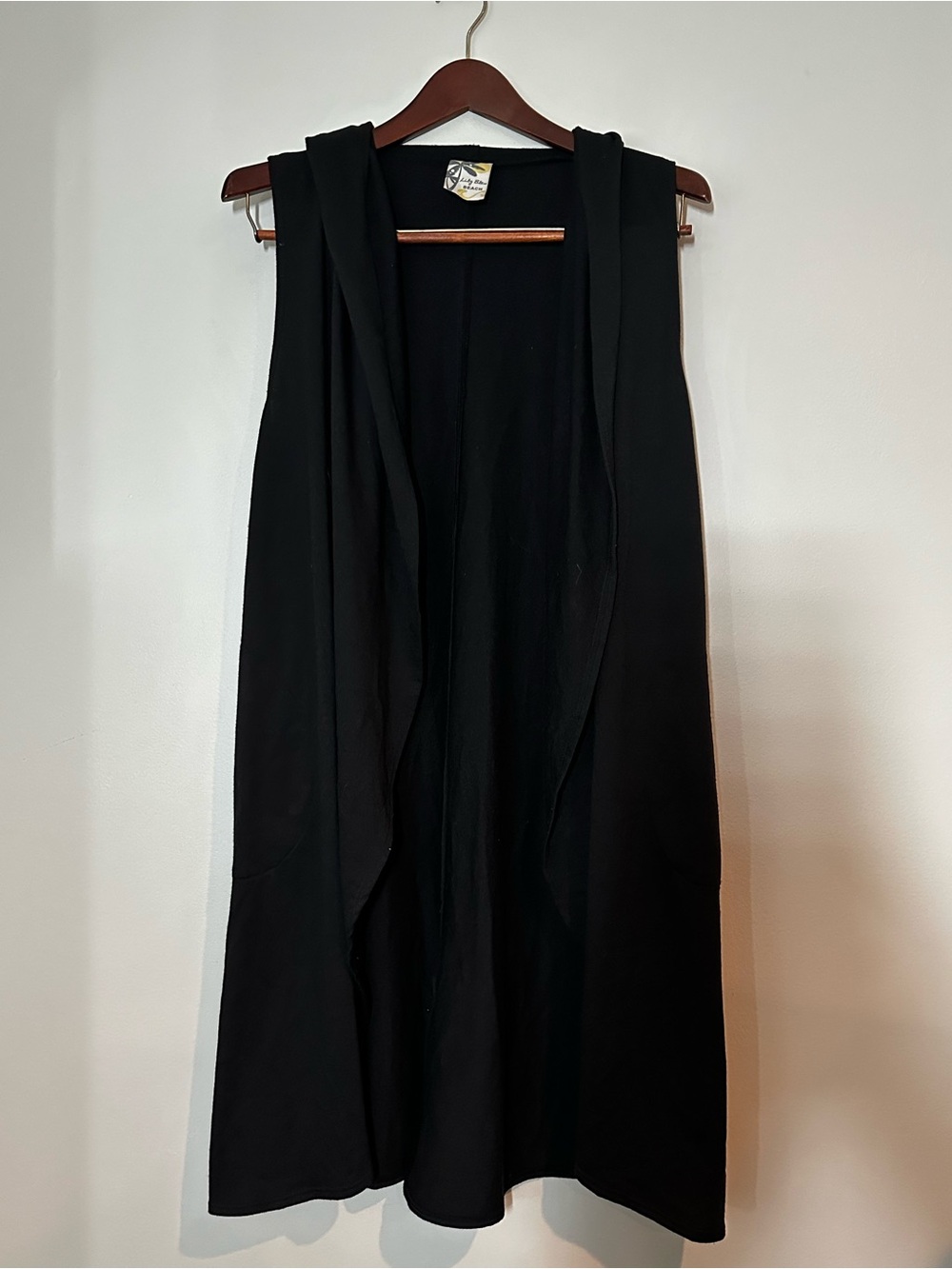 Lily Bleu Beach Black Sleeveless Duster Cardigan Vest Size S